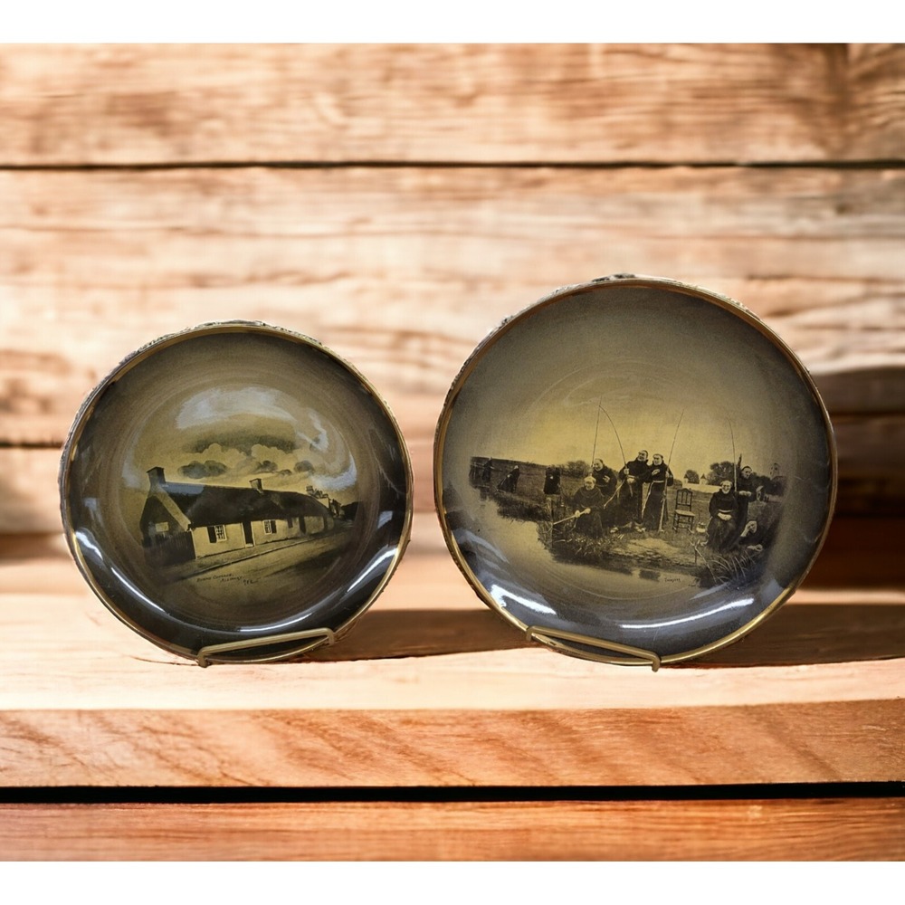 Ridgways Burns Cottage & Thursday Monks Fishing Decorative Plates Set